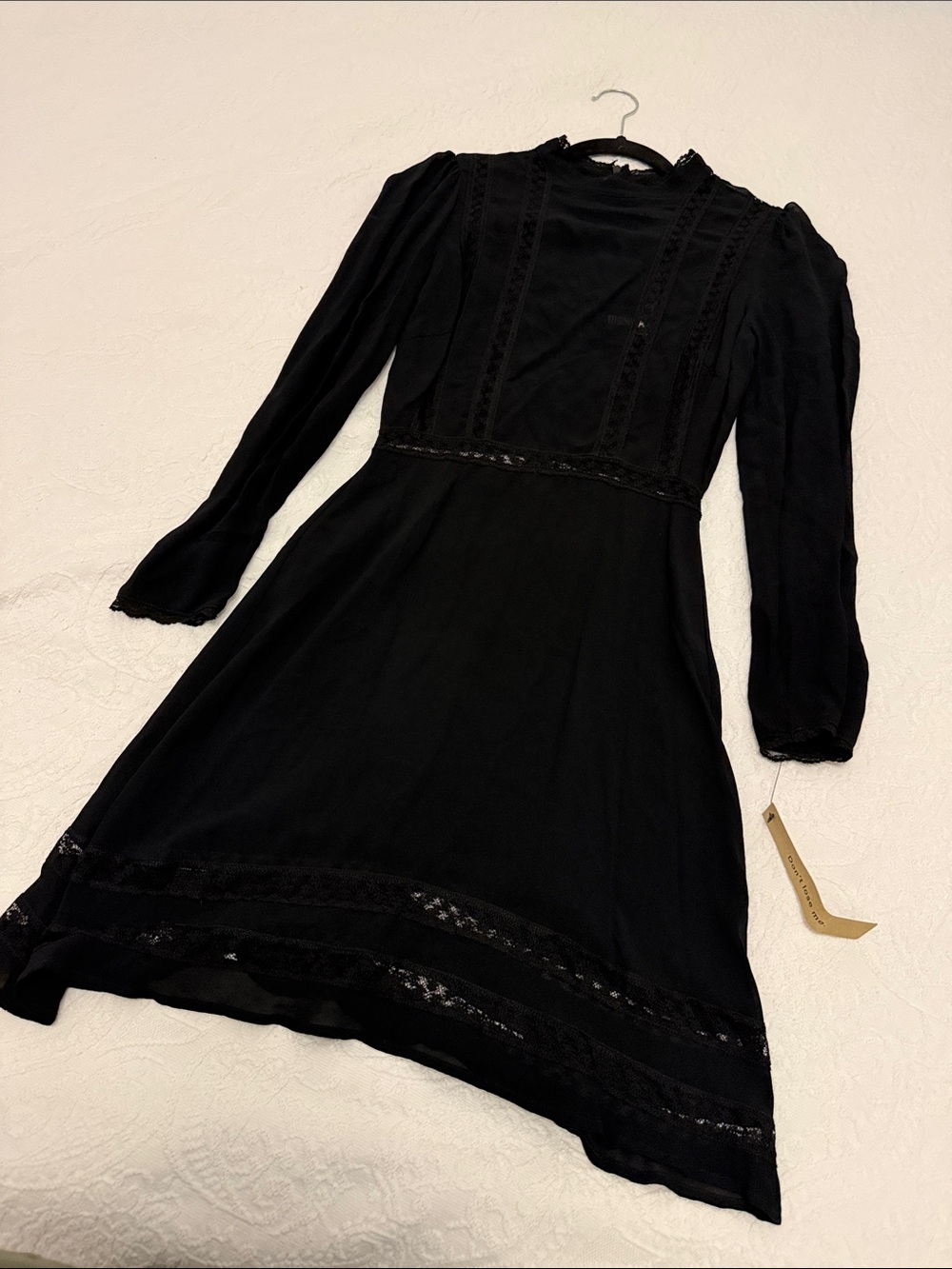 Reformation Black Long-Sleeve Lace-Detail Dress